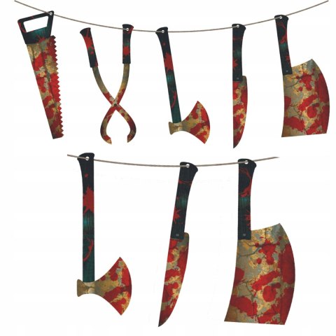 Zestaw Dekoracji na Halloween Krwawe Ślady Pajęczyna Świeczki Gałki Oczne