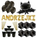 Zestaw dekoracji na ANDRZEJKI balony nietoperz kubeczki talerzyki słomki
