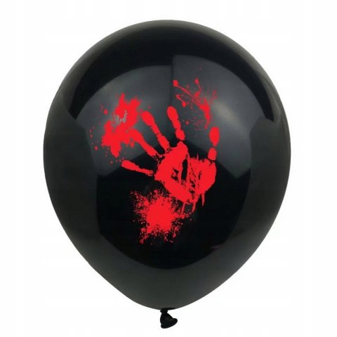Balony Halloween czarne z krwawym nadrukiem 12 cali 8 szt. dekoracje gadżet