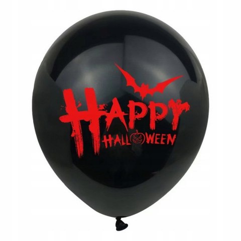 Balony Halloween czarne z krwawym nadrukiem 12 cali 8 szt. dekoracje gadżet