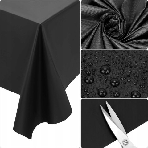 Czarny obrus urodzinowy jednorazowy na stół Halloween Sylwestra 137x183cm