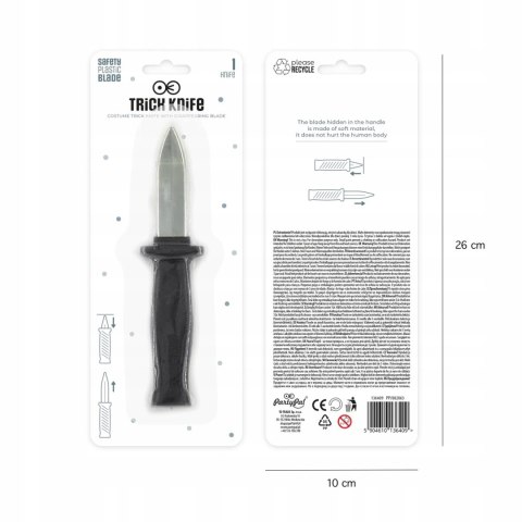 Maska Krzyk fałszywy nóż z chowanym ostrzem