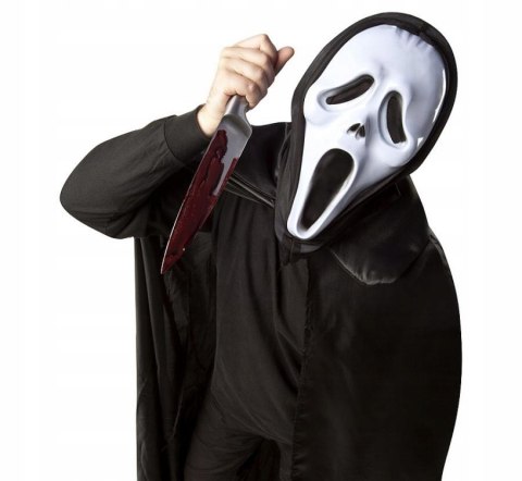 Maska Krzyk fałszywy nóż z chowanym ostrzem