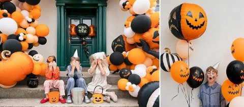 Balon foliowy stojący pająk na Halloween wielki czarno czerwony 275x152cm